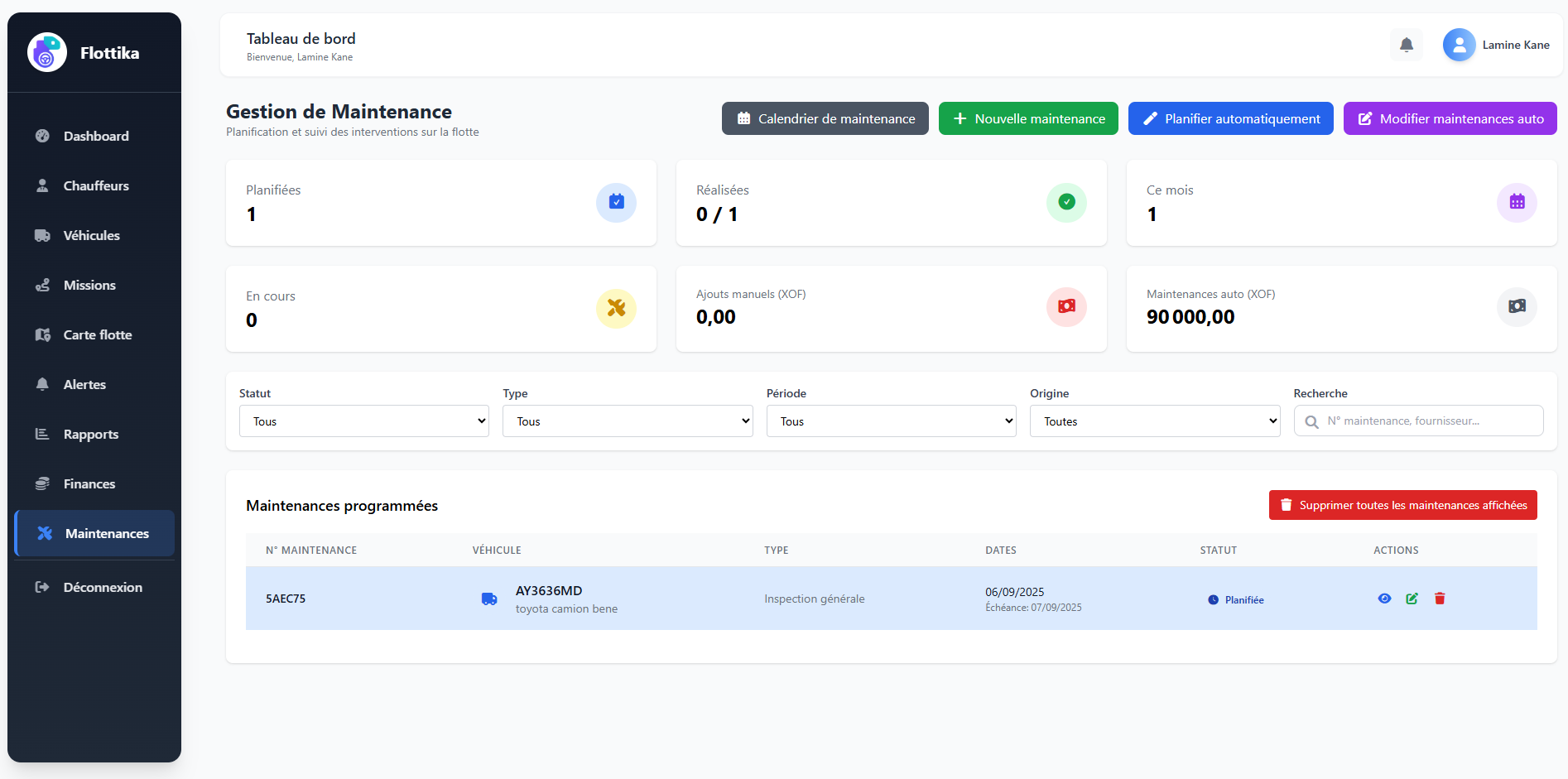Gestion des maintenances